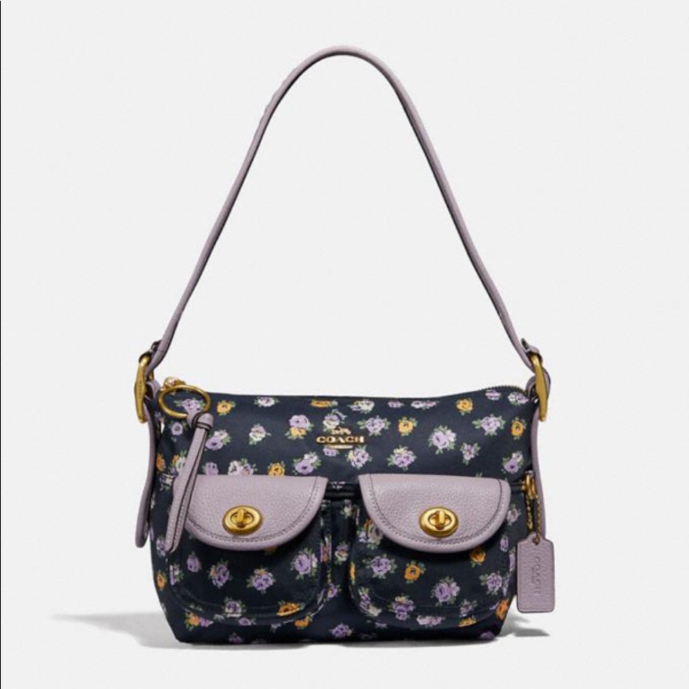COACH VINTAGE ROSE PRINT NYLON CARGO SHOULDER BAG